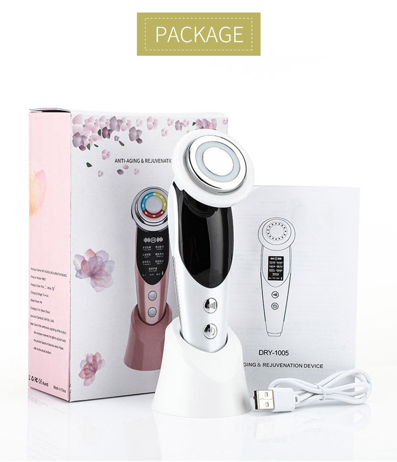 "Multi-Functional Household Face Slimming Beauty Device | Red & Blue Light Therapy Deep Cleansing Ion Infuser"