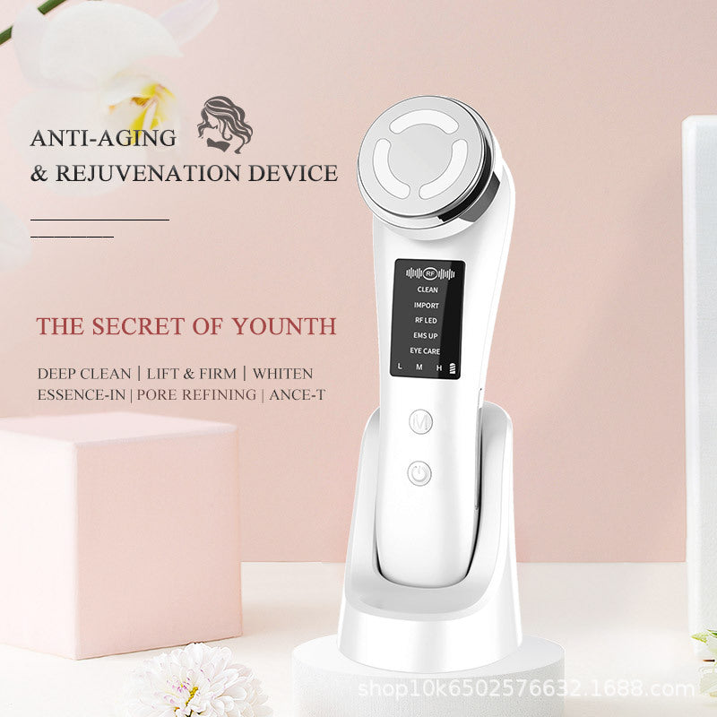"Multi-Functional Household Face Slimming Beauty Device | Red & Blue Light Therapy Deep Cleansing Ion Infuser"