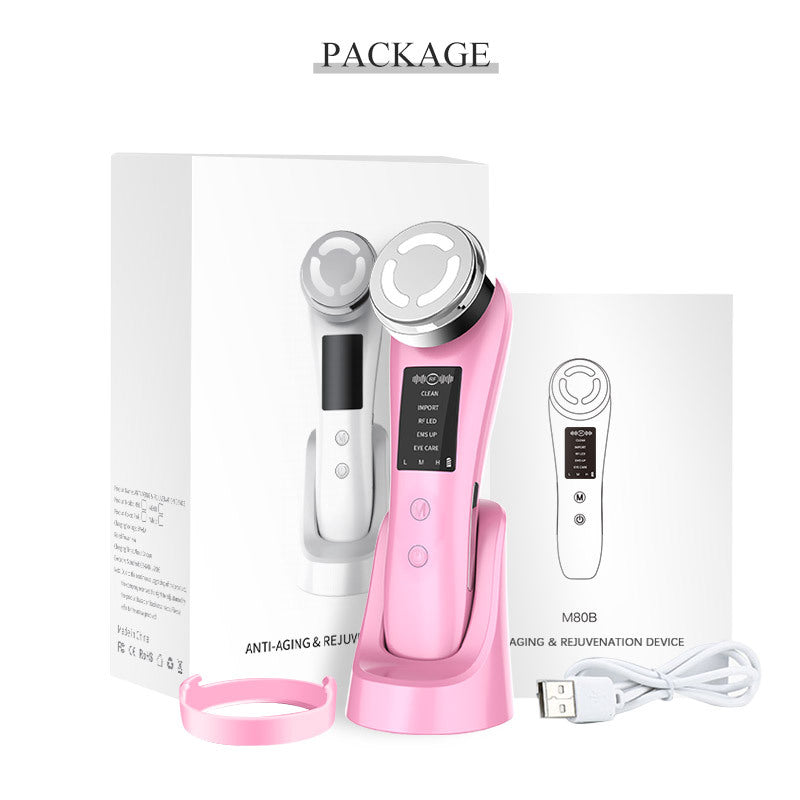 "Multi-Functional Household Face Slimming Beauty Device | Red & Blue Light Therapy Deep Cleansing Ion Infuser"