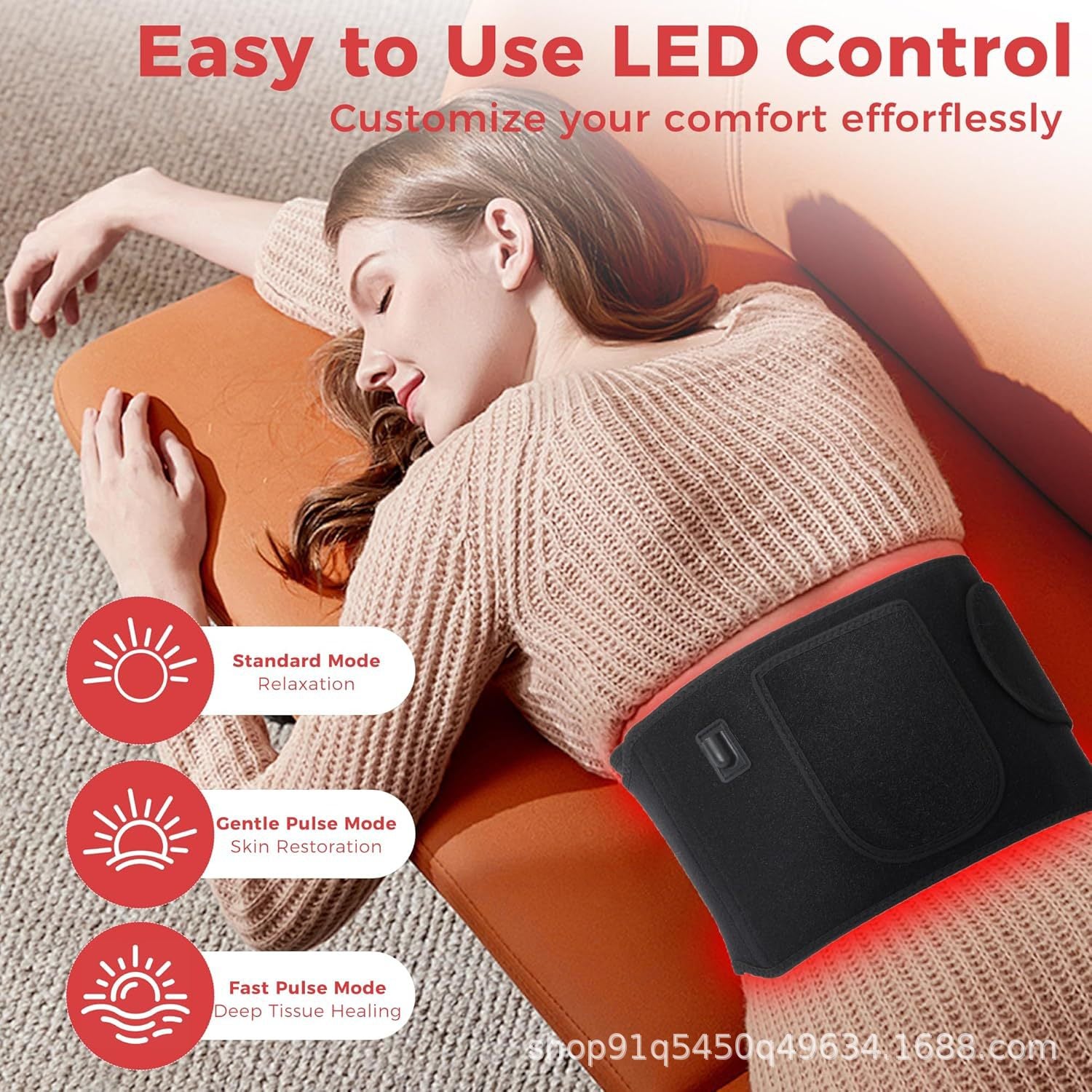 "Red Light Therapy & Infrared Heating Waist Belt : Best for targeting pain relief, muscle recovery, and premium wellness seekers."