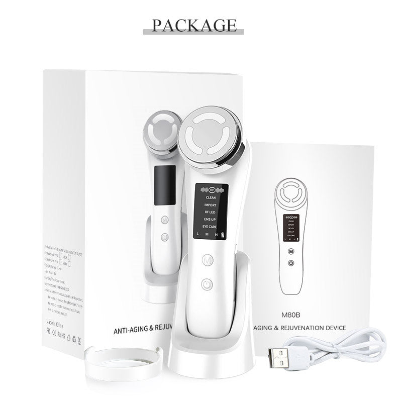 "Multi-Functional Household Face Slimming Beauty Device | Red & Blue Light Therapy Deep Cleansing Ion Infuser"