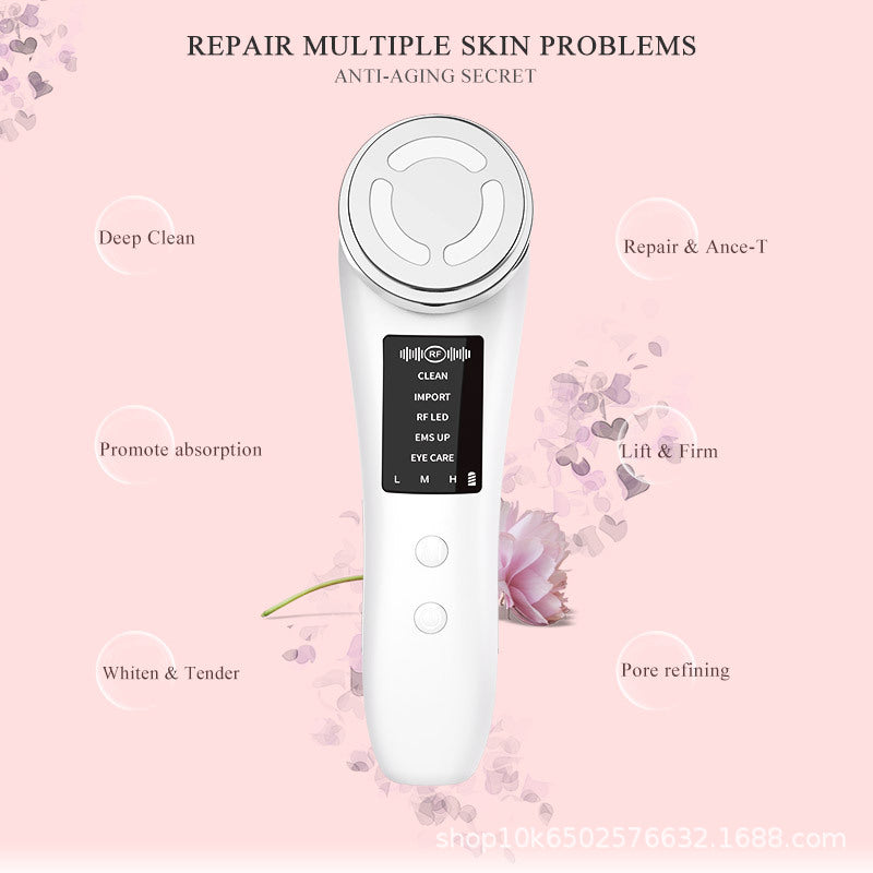 "Multi-Functional Household Face Slimming Beauty Device | Red & Blue Light Therapy Deep Cleansing Ion Infuser"