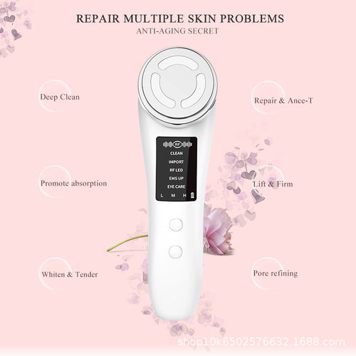 "Multi-Functional Household Face Slimming Beauty Device | Red & Blue Light Therapy Deep Cleansing Ion Infuser"