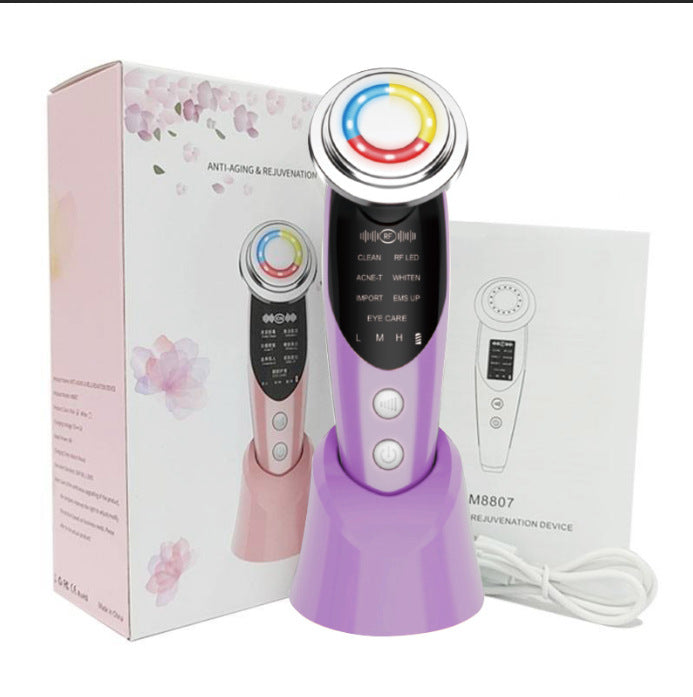 "Multi-Functional Household Face Slimming Beauty Device | Red & Blue Light Therapy Deep Cleansing Ion Infuser"